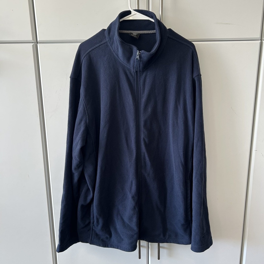Starter Mens 2XL Navy Blue Fleece Jacket Full Zip Mock Neck Mock Neck Sweater